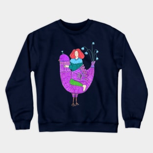 Girl And A Magical Bird Crewneck Sweatshirt